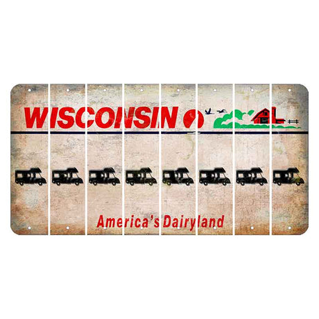 Wisconsin Farm Cut License Plate Strips (Set of 8) Camper