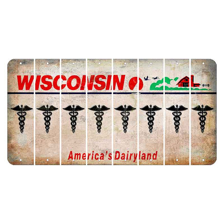 Wisconsin Farm Cut License Plate Strips (Set of 8) Caduceus