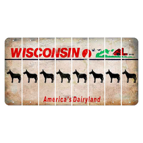 Wisconsin Farm Cut License Plate Strips (Set of 8) Donkey