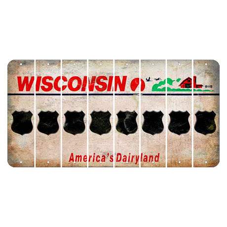 Wisconsin Farm Cut License Plate Strips (Set of 8) Police Badge