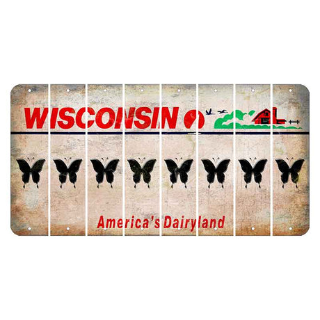 Wisconsin Farm Cut License Plate Strips (Set of 8) Butterfly