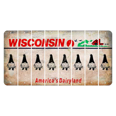 Wisconsin Farm Cut License Plate Strips (Set of 8) Gnome