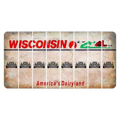 Wisconsin Farm Cut License Plate Strips (Set of 8) Hot Rod