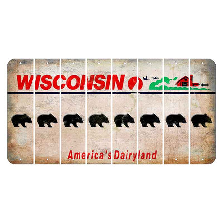 Wisconsin Farm Cut License Plate Strips (Set of 8) Bear