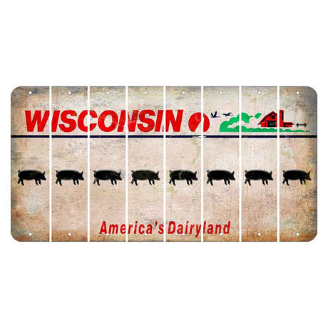 Wisconsin Farm Cut License Plate Strips (Set of 8) Pig