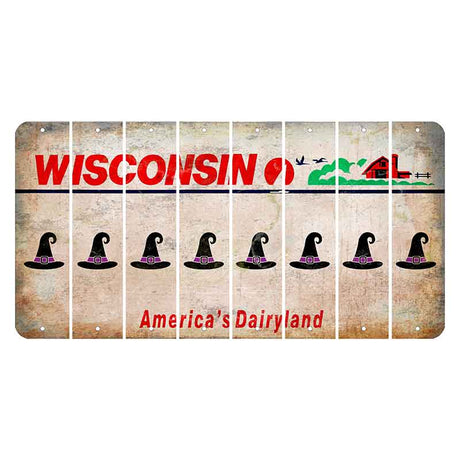 Wisconsin Farm Cut License Plate Strips (Set of 8) Witches Hat