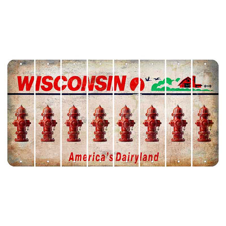 Wisconsin Farm Cut License Plate Strips (Set of 8) Fire Hydrant