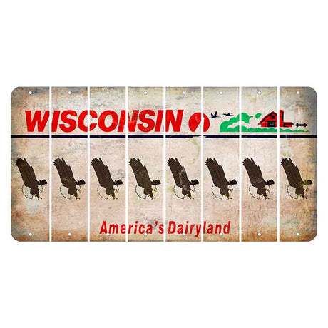 Wisconsin Farm Cut License Plate Strips (Set of 8) Bald Eagle