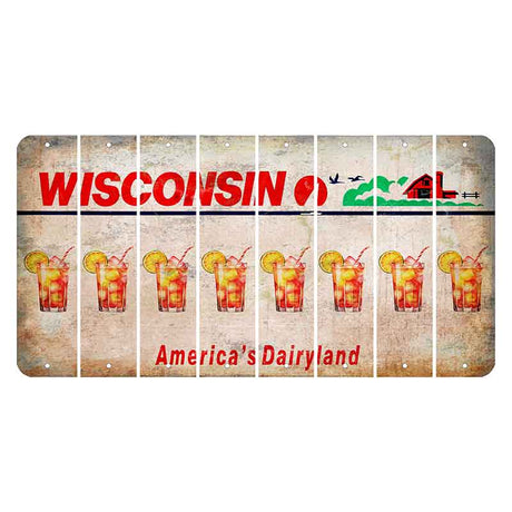 Wisconsin Farm Cut License Plate Strips (Set of 8) Cocktail