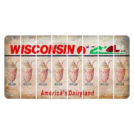 Wisconsin Farm Cut License Plate Strips (Set of 8) Milkshake