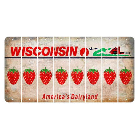 Wisconsin Farm Cut License Plate Strips (Set of 8) Strawberry