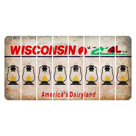 Wisconsin Farm Cut License Plate Strips (Set of 8) Lantern