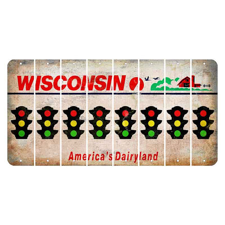 Wisconsin Farm Cut License Plate Strips (Set of 8) Traffic Light