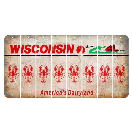 Wisconsin Farm Cut License Plate Strips (Set of 8) Lobster