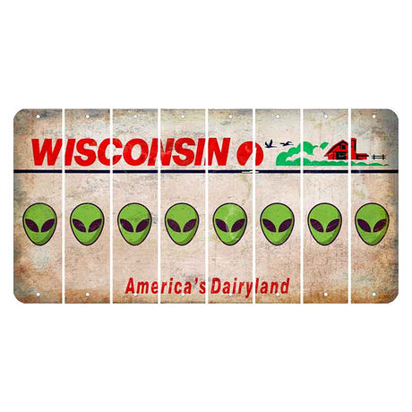 Wisconsin Farm Cut License Plate Strips (Set of 8) Alien