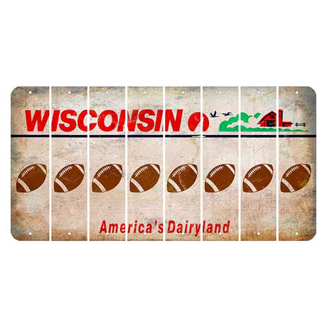 Wisconsin Farm Cut License Plate Strips (Set of 8) Football