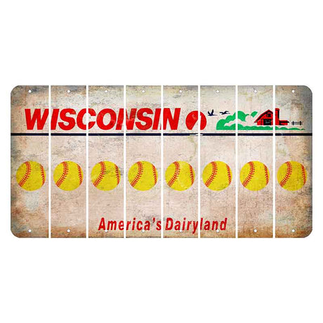 Wisconsin Farm Cut License Plate Strips (Set of 8) Softball