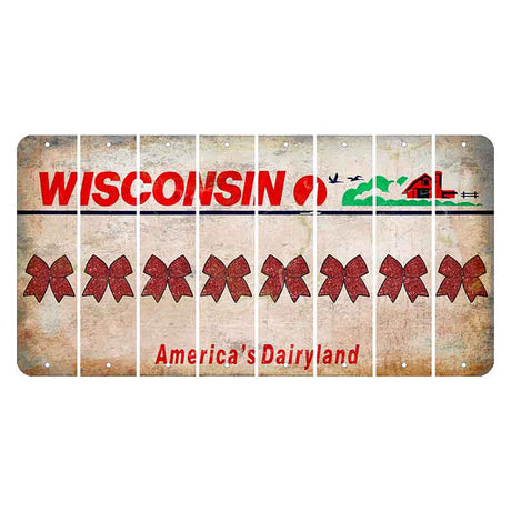 Wisconsin Farm Cut License Plate Strips (Set of 8) Cheer Bow