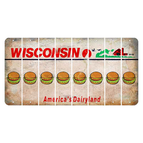 Wisconsin Farm Cut License Plate Strips (Set of 8) Hamburger