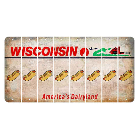 Wisconsin Farm Cut License Plate Strips (Set of 8) Hotdog