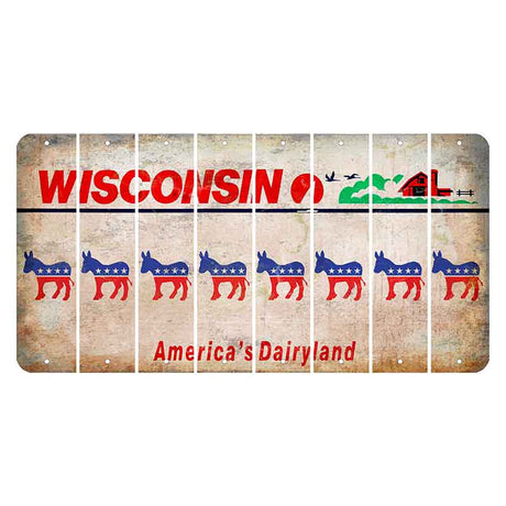 Wisconsin Farm Cut License Plate Strips (Set of 8) Democrat