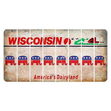 Wisconsin Farm Cut License Plate Strips (Set of 8) Republican