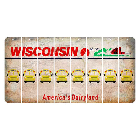 Wisconsin Farm Cut License Plate Strips (Set of 8) School Bus