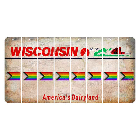 Wisconsin Farm Cut License Plate Strips (Set of 8) LGBTQ Flag