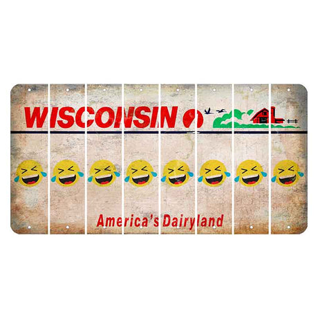 Wisconsin Farm Cut License Plate Strips (Set of 8) Emoji - Laughing