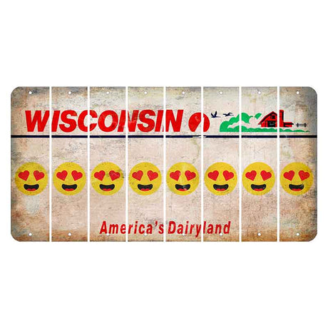 Wisconsin Farm Cut License Plate Strips (Set of 8) Emoji - Heart Eyes