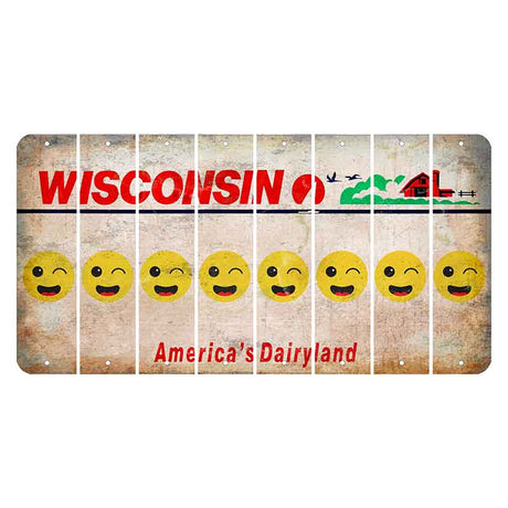 Wisconsin Farm Cut License Plate Strips (Set of 8) Emoji - Winking