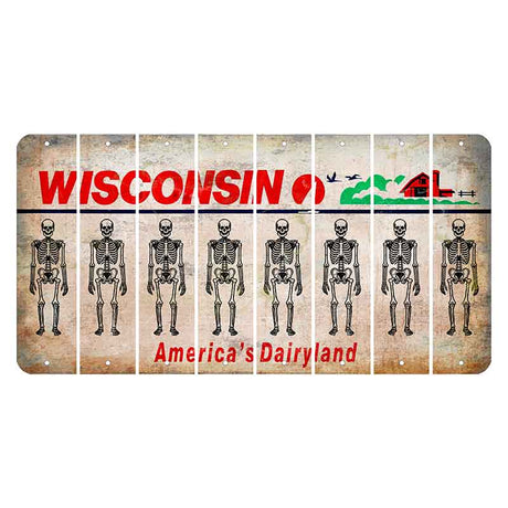 Wisconsin Farm Cut License Plate Strips (Set of 8) Skeleton