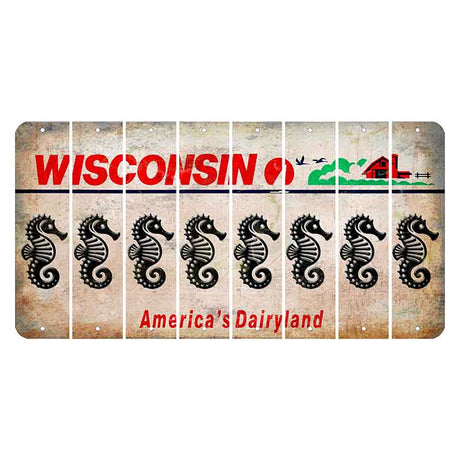 Wisconsin Farm Cut License Plate Strips (Set of 8) Seahorse