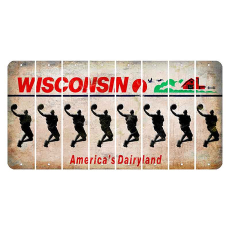 Wisconsin Farm Cut License Plate Strips (Set of 8) Basketball Player