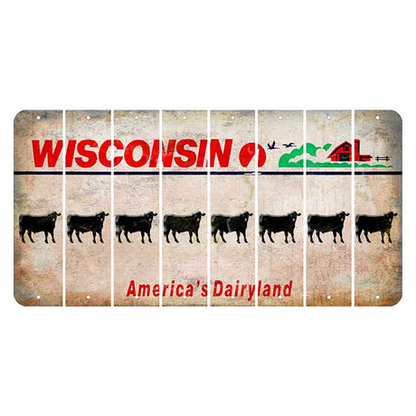 Wisconsin Farm Cut License Plate Strips (Set of 8) Dairy Cow