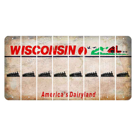 Wisconsin Farm Cut License Plate Strips (Set of 8) Train