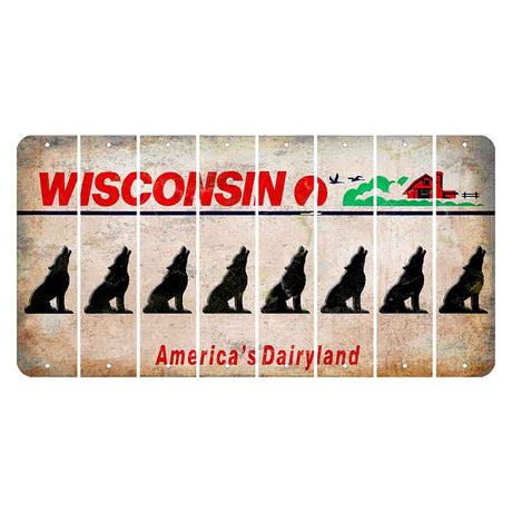 Wisconsin Farm Cut License Plate Strips (Set of 8) Howling Wolf