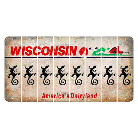 Wisconsin Farm Cut License Plate Strips (Set of 8) Gecko