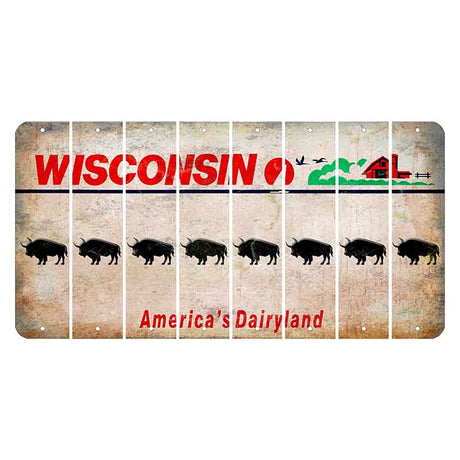 Wisconsin Farm Cut License Plate Strips (Set of 8) Buffalo