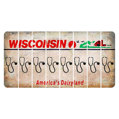 Wisconsin Farm Cut License Plate Strips (Set of 8) Stethoscope