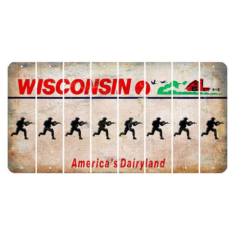 Wisconsin Farm Cut License Plate Strips (Set of 8) Soldier - Running