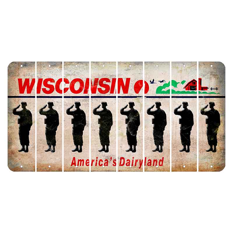 Wisconsin Farm Cut License Plate Strips (Set of 8) Soldier - Saluting