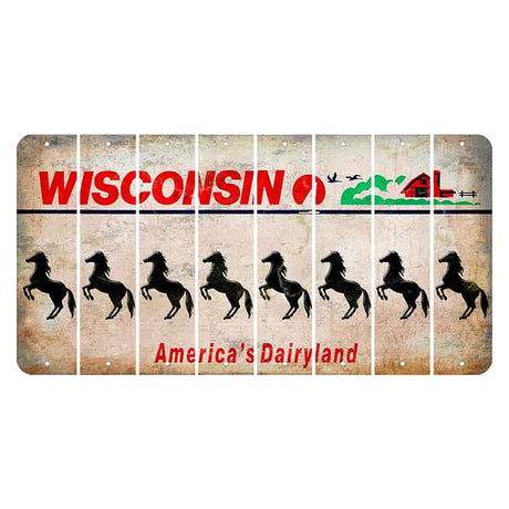 Wisconsin Farm Cut License Plate Strips (Set of 8) Horse