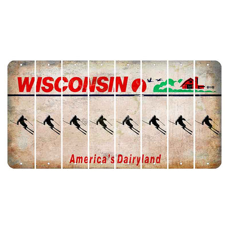 Wisconsin Farm Cut License Plate Strips (Set of 8) Skier