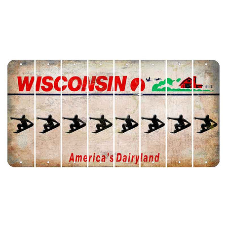 Wisconsin Farm Cut License Plate Strips (Set of 8) Snowboarder