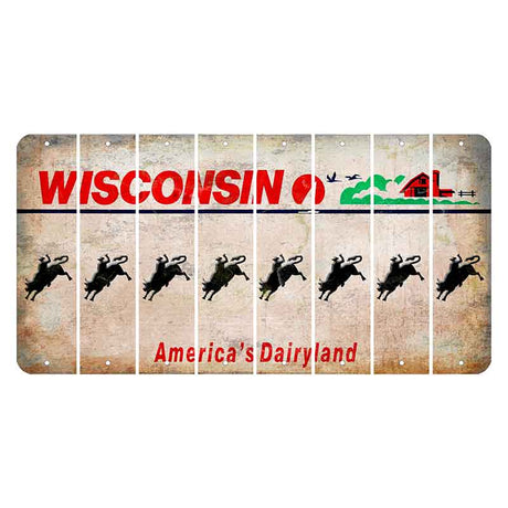 Wisconsin Farm Cut License Plate Strips (Set of 8) Bull Rider