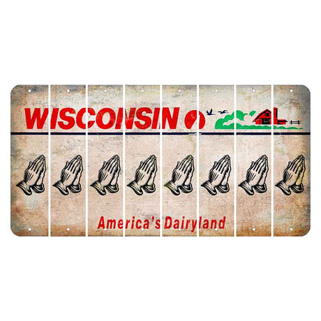 Wisconsin Farm Cut License Plate Strips (Set of 8) Praying Hands