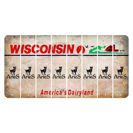 Wisconsin Farm Cut License Plate Strips (Set of 8) Zodiac Sign - Aries