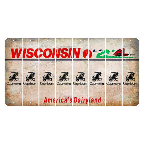 Wisconsin Farm Cut License Plate Strips (Set of 8) Zodiac Sign - Capricorn