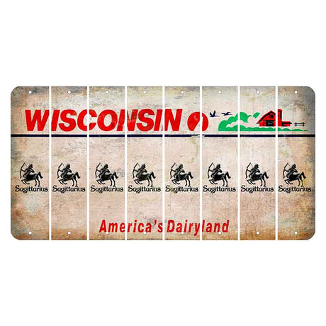 Wisconsin Farm Cut License Plate Strips (Set of 8) Zodiac Sign - Sagittarius